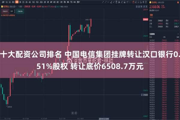 十大配资公司排名 中国电信集团挂牌转让汉口银行0.51%股权 转让底价6508.7万元