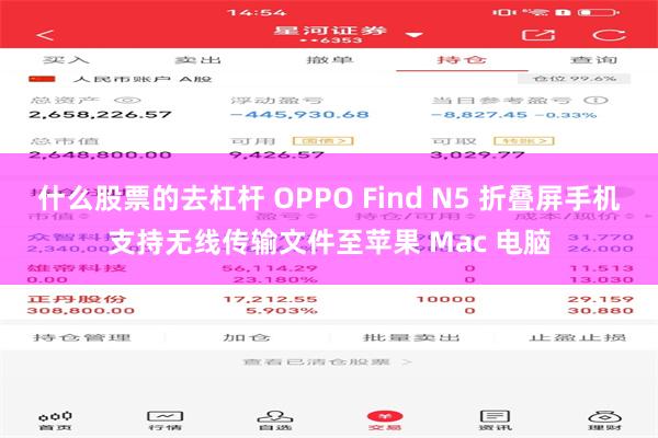 什么股票的去杠杆 OPPO Find N5 折叠屏手机支持无线传输文件至苹果 Mac 电脑